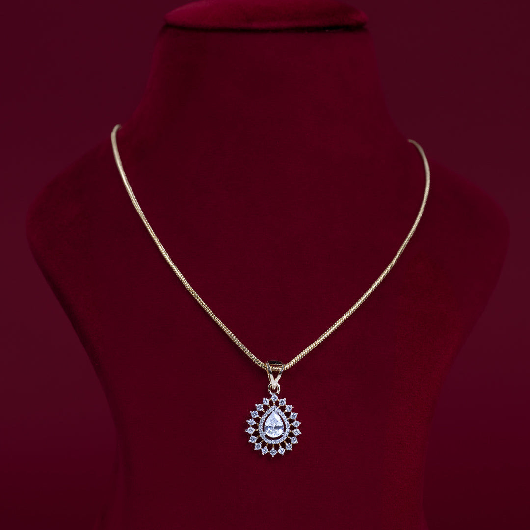 Teardrop CZ Pendant Necklace Set – PD0102