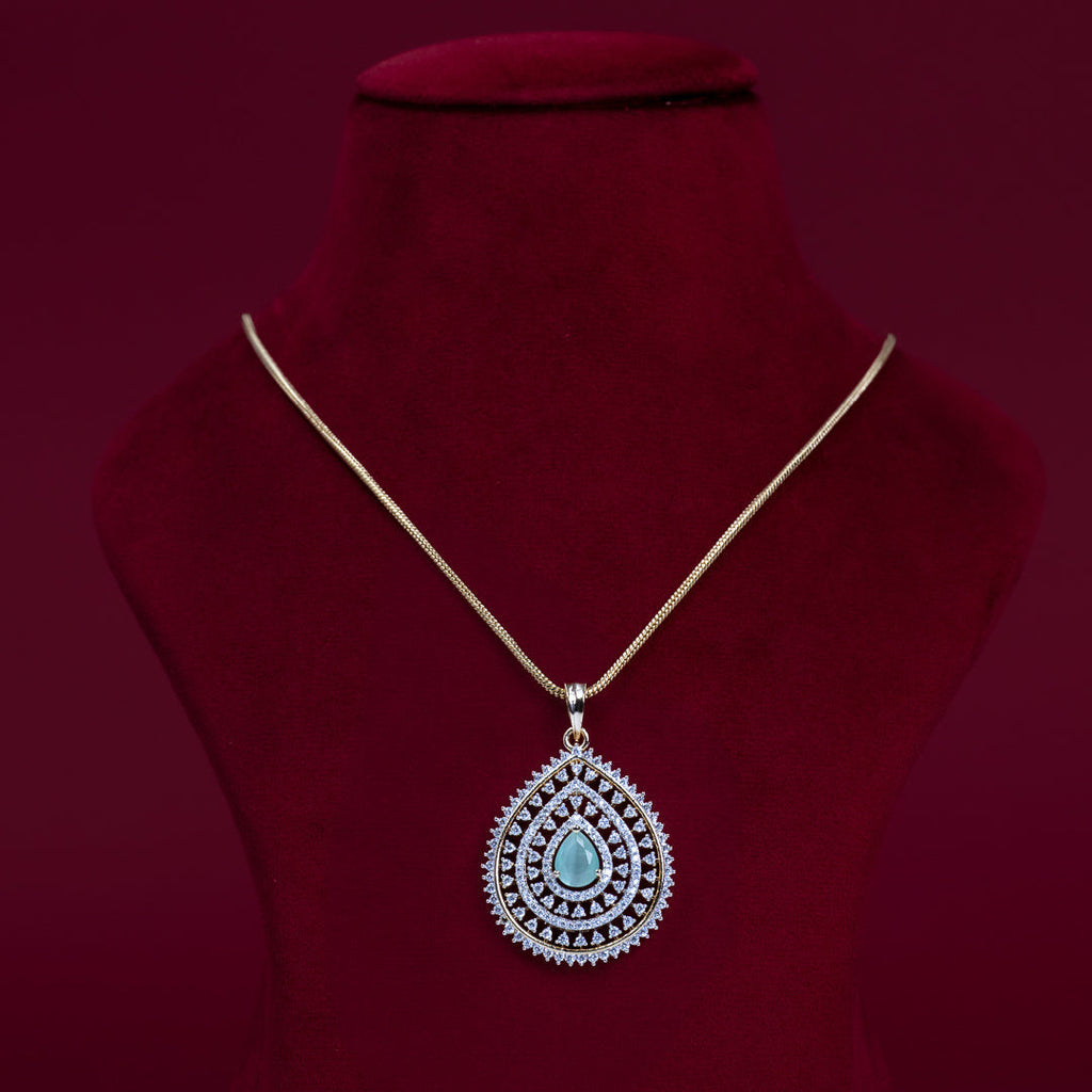 Teardrop Aquamarine CZ Pendant Necklace Set – PD0104