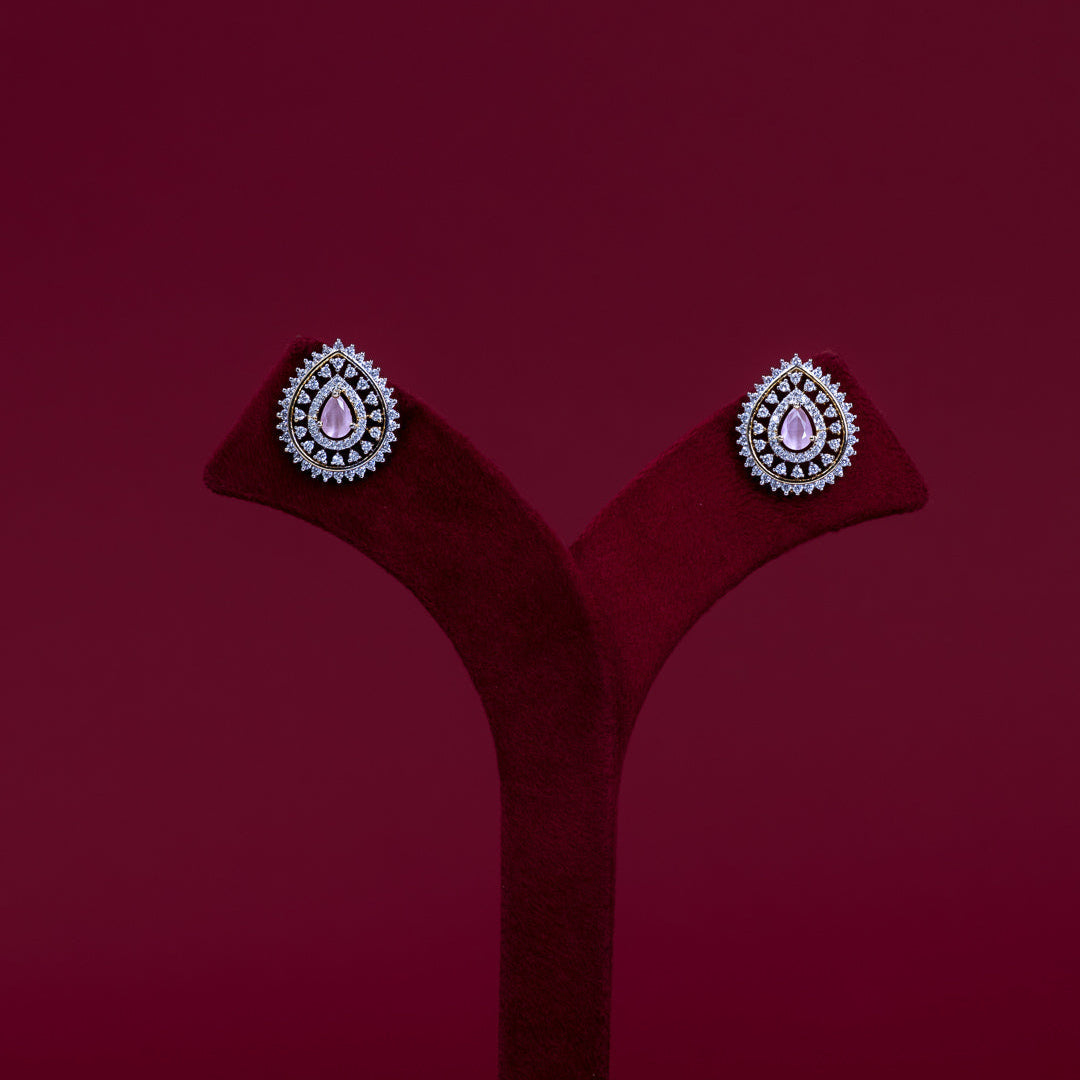 Teardrop Pink CZ Pendant Necklace Set – PD0106