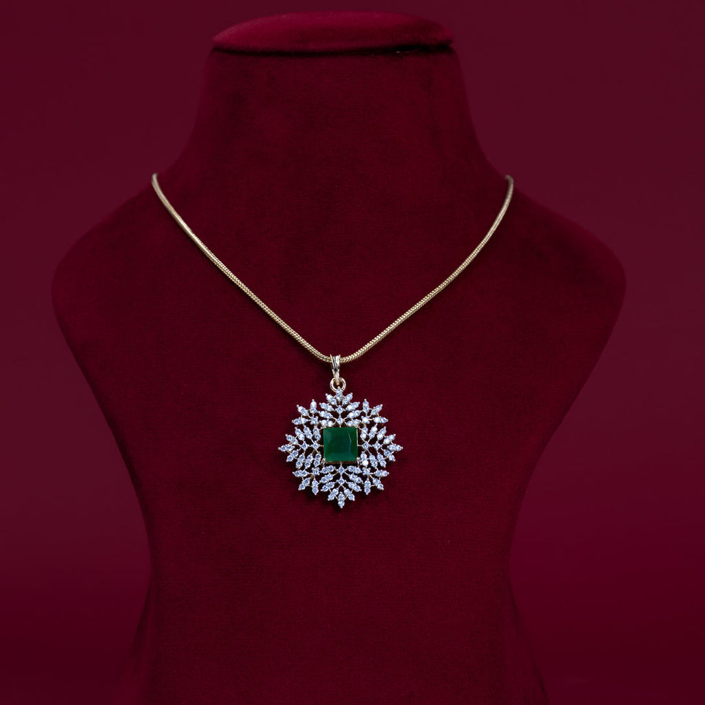 Emerald Snowflake CZ Pendant Necklace Set – PD0107