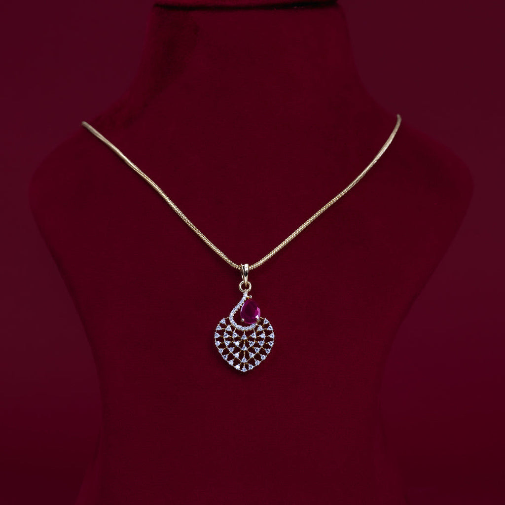 Ruby Teardrop CZ Pendant Necklace Set – PD0109
