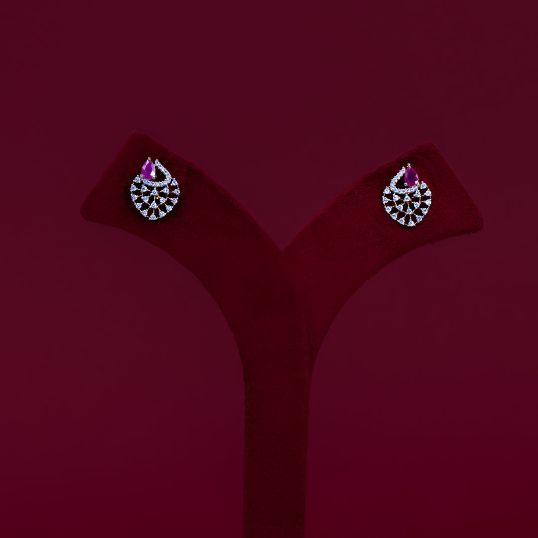 Ruby Teardrop CZ Pendant Necklace Set – PD0109