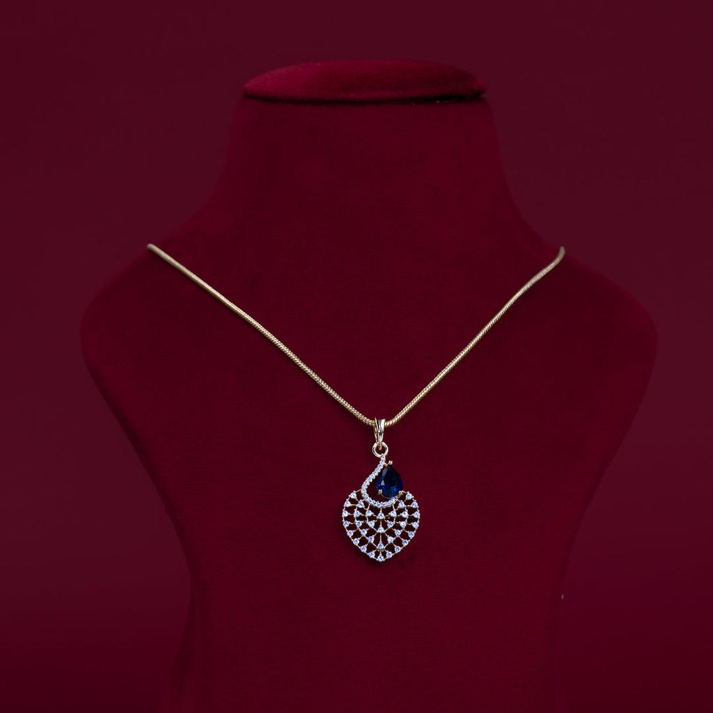 Blue Teardrop Lattice CZ Pendant Necklace Set – PD0111