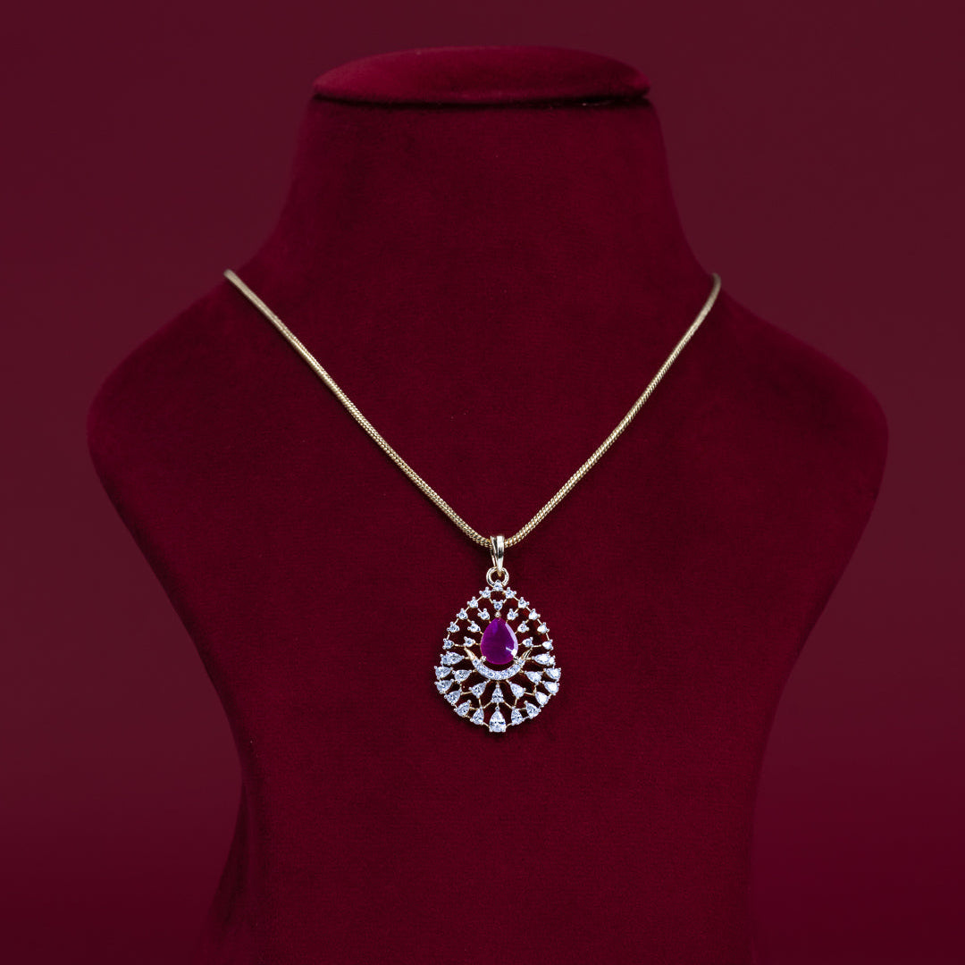 Ruby Teardrop CZ Pendant &amp; Earring Set – PD0115