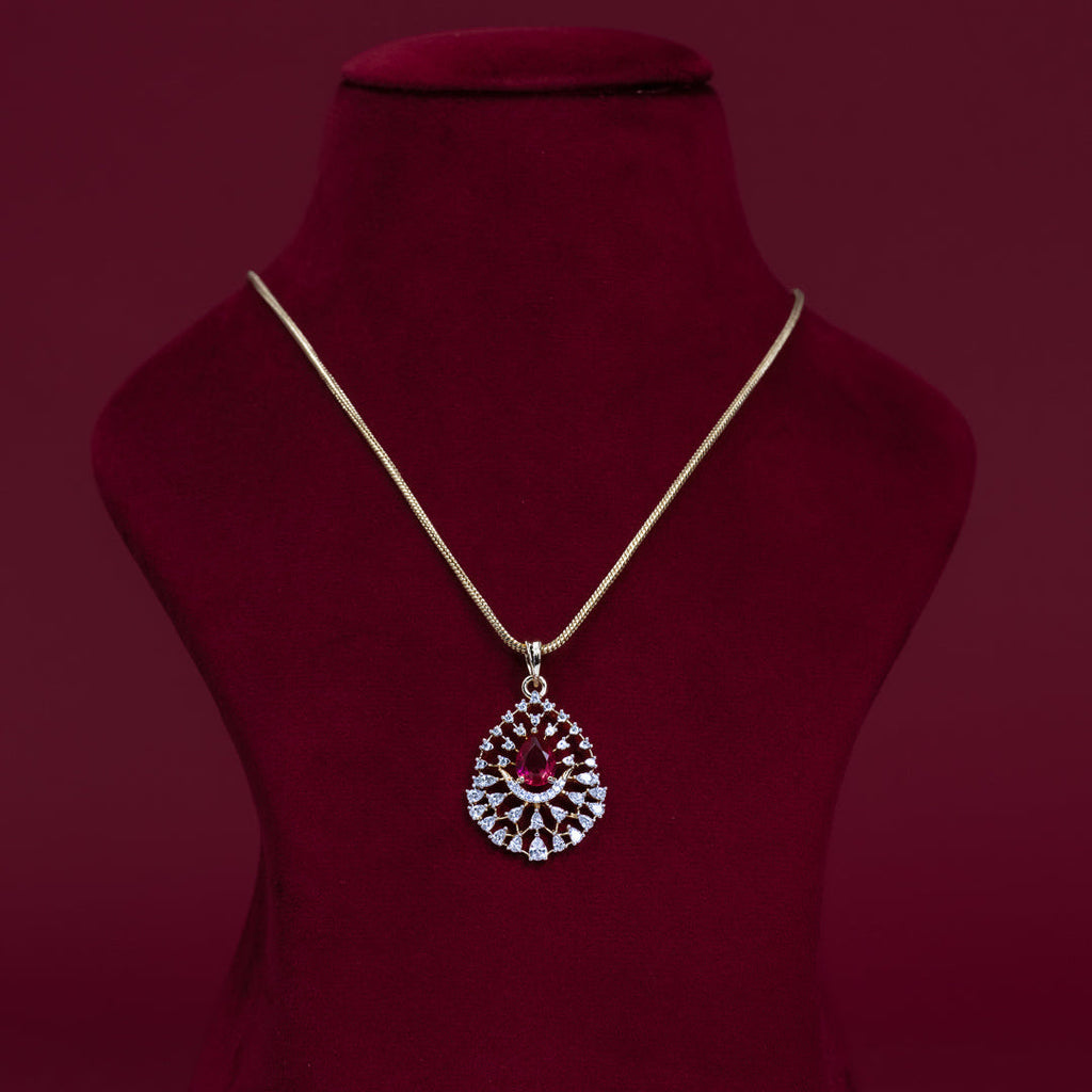 Ruby Teardrop CZ Pendant &amp; Earring Set – PD0116