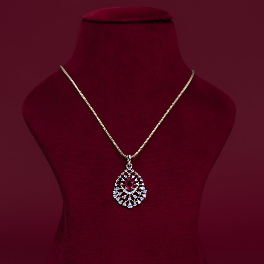 Ruby Teardrop CZ Pendant &amp; Earring Set – PD0116