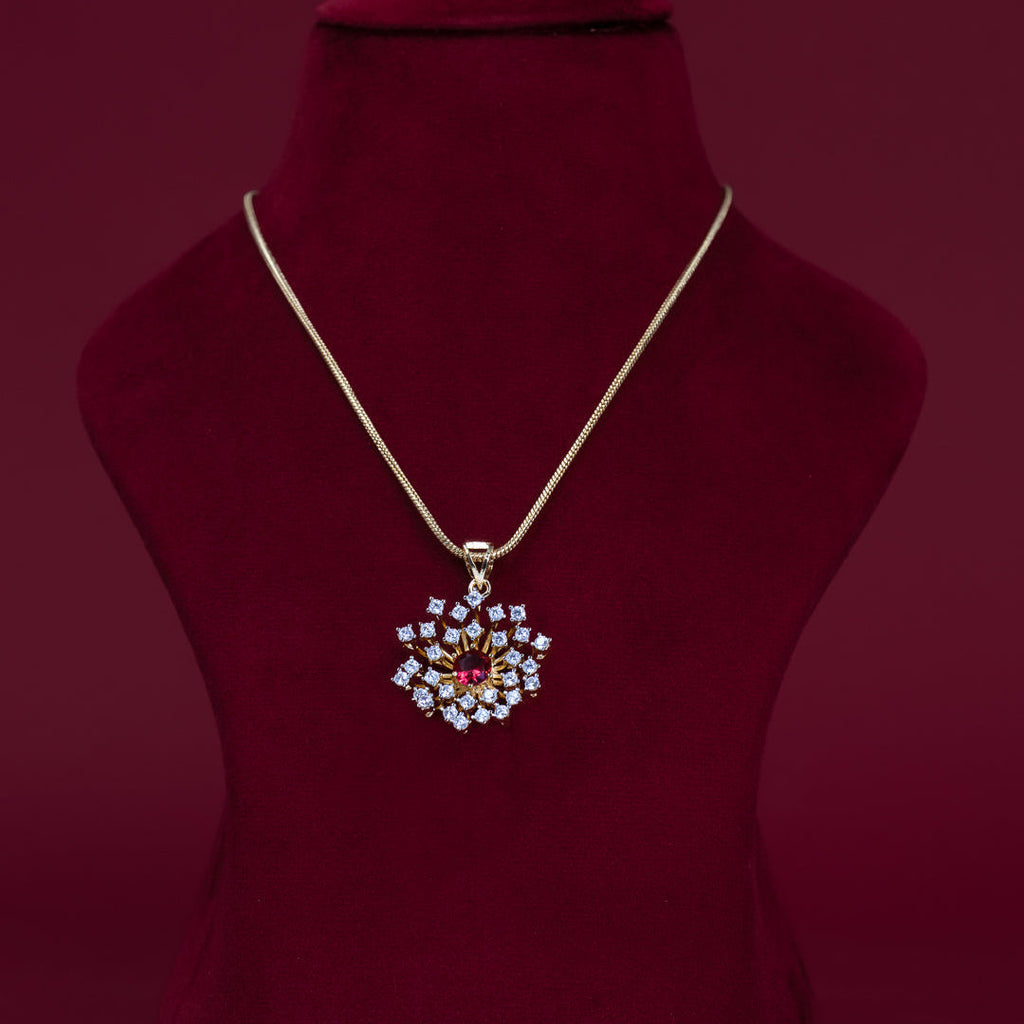 Ruby Floral CZ Pendant &amp; Earring Set – PD0118
