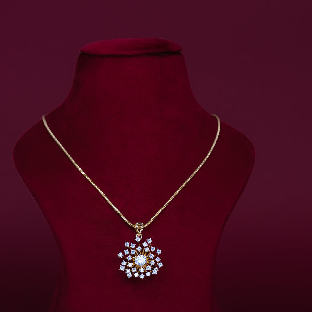 Floral CZ Pendant &amp; Earring Set – PD0123