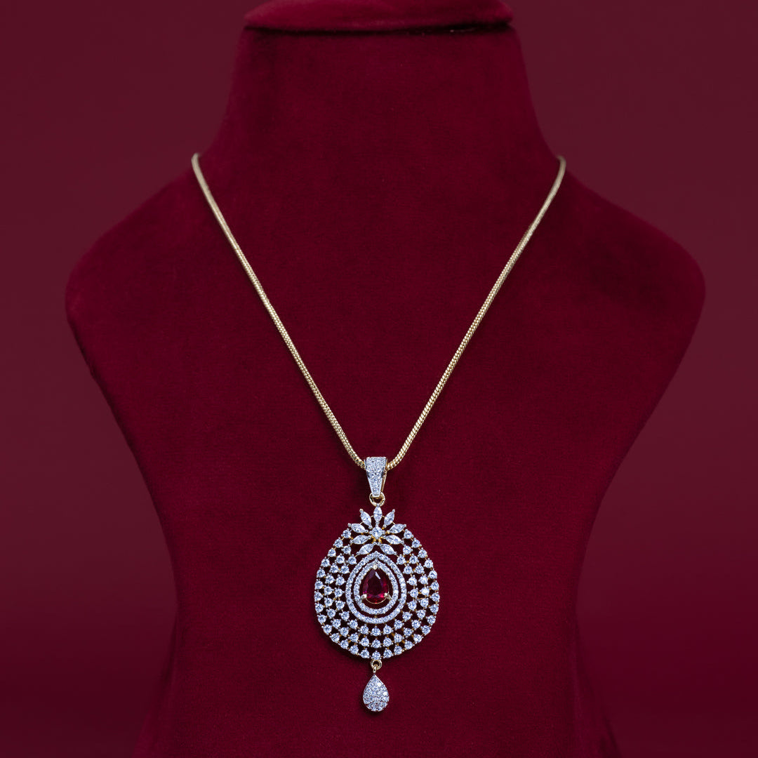 Elegant Teardrop CZ Pendant &amp; Earring Set – P0124