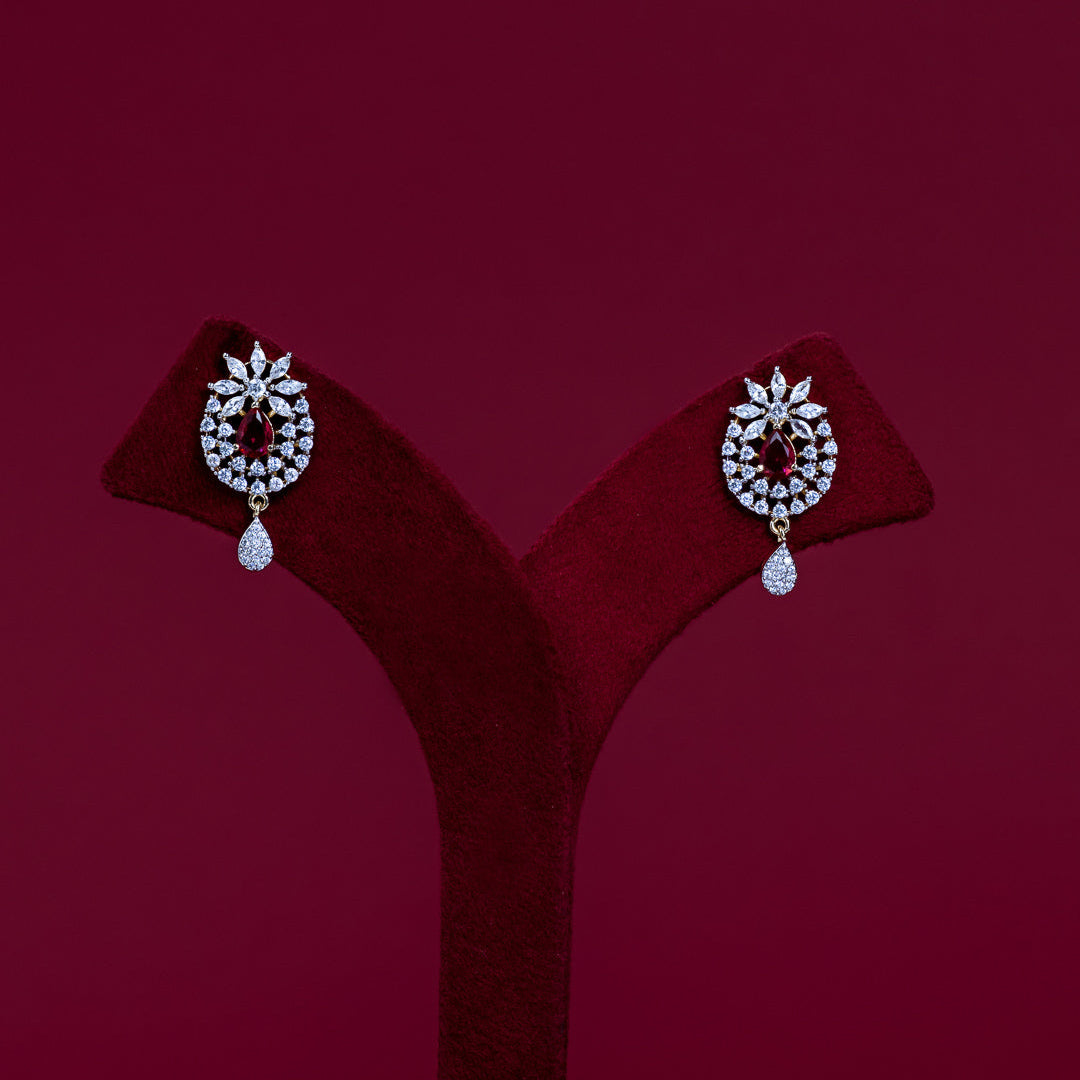 Elegant Teardrop CZ Pendant &amp; Earring Set – P0124