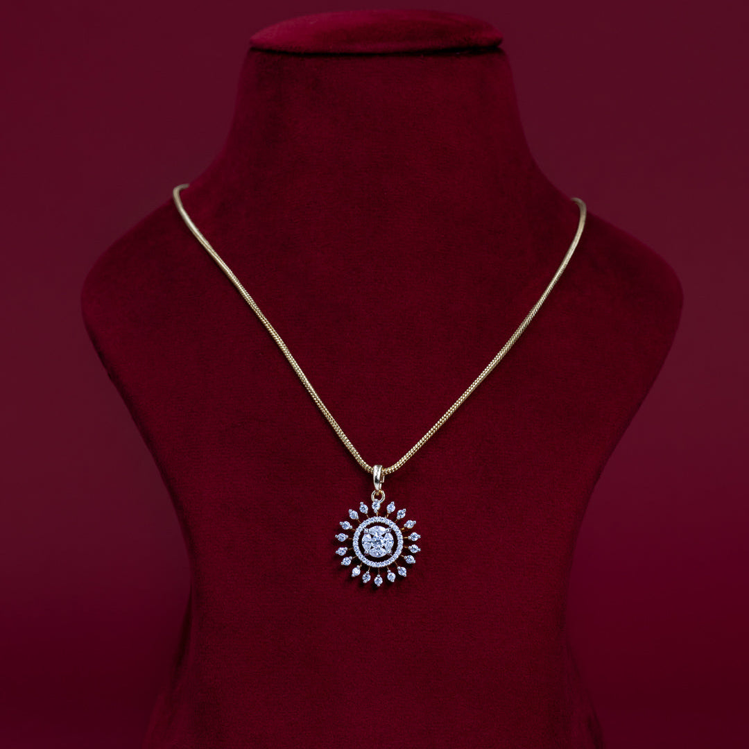 Elegant Round CZ Pendant &amp; Earring Set – PD0129