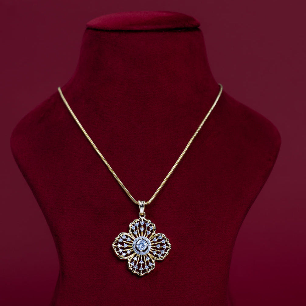 Floral CZ Pendant &amp; Earring Set – PD0132