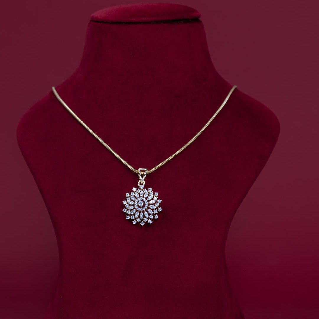 Floral CZ Pendant &amp; Earring Set – PD0136