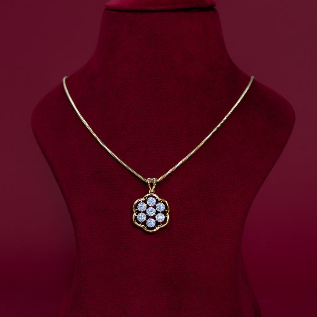 Floral CZ Pendant &amp; Stud Earring Set – PD0138