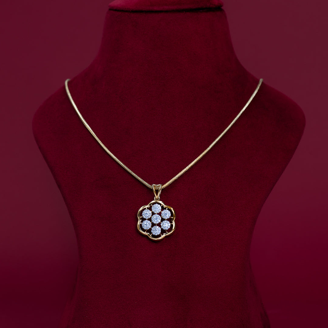 Floral CZ Pendant &amp; Stud Earring Set – PD0138