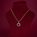 Ruby Red CZ Halo Pendant &amp; Stud Earring Set – P0140