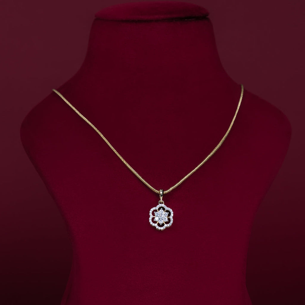 Floral CZ Pendant Necklace Set – PD0014