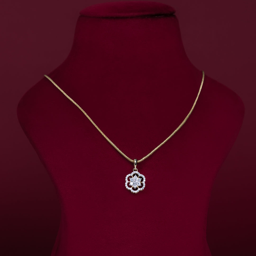 Floral CZ Pendant Necklace Set – PD0014