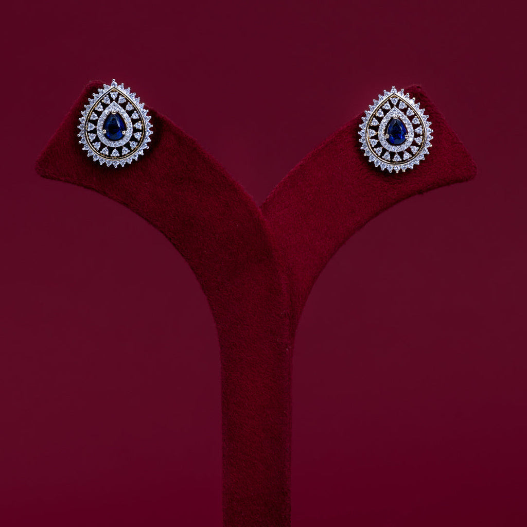 Blue Teardrop CZ Pendant Necklace Set – PD0015
