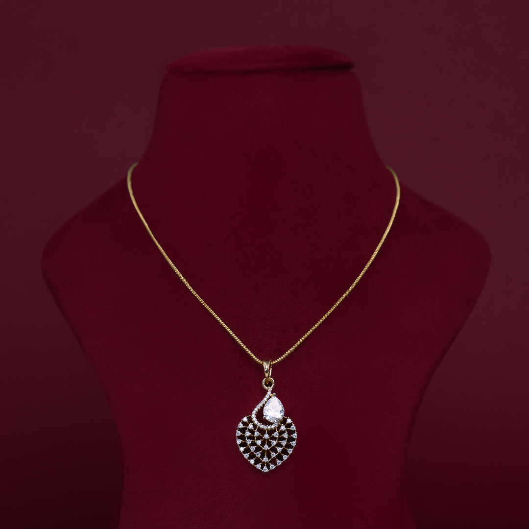 Teardrop Crystal Pendant &amp; Matching Stud Earrings – P0018