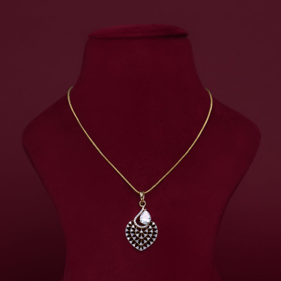 Teardrop Crystal Pendant &amp; Matching Stud Earrings – P0018