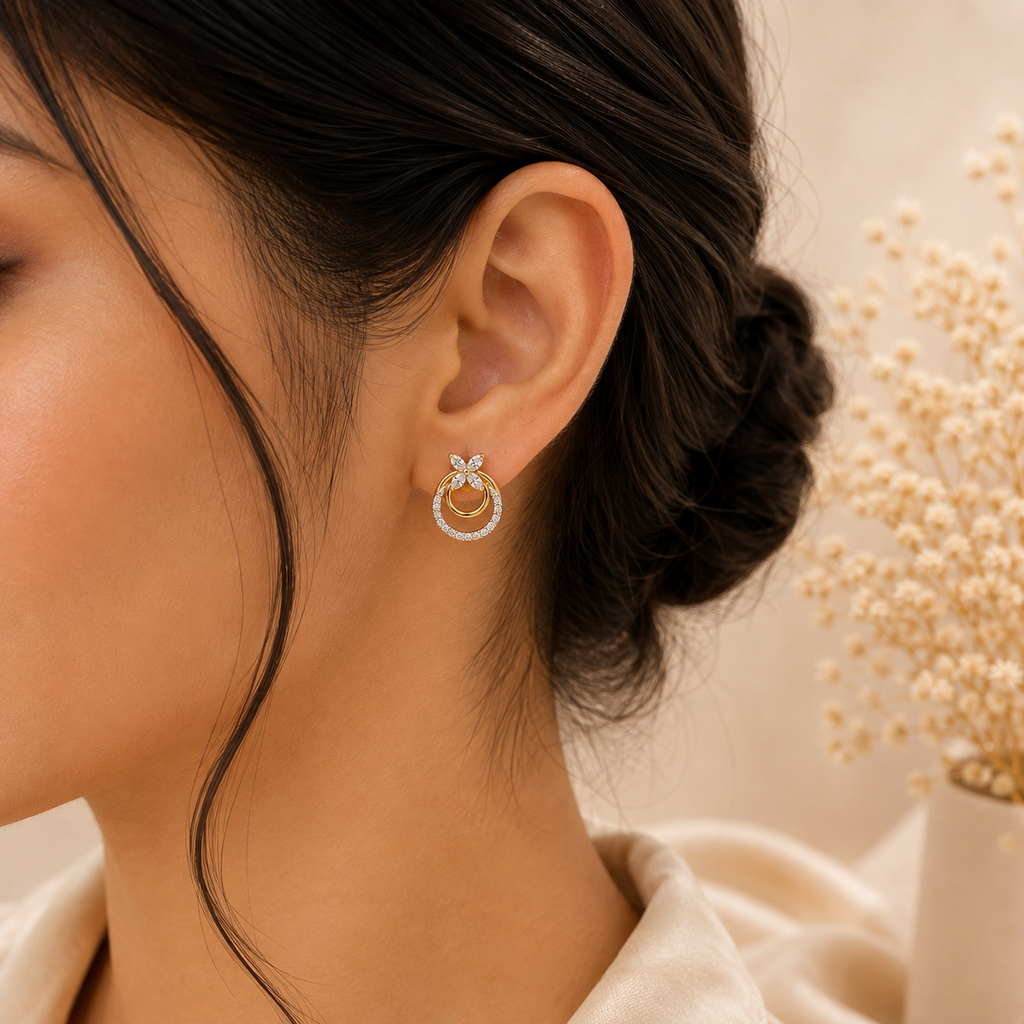 ERD0035 - Dual Circle Diamond Stud Earrings