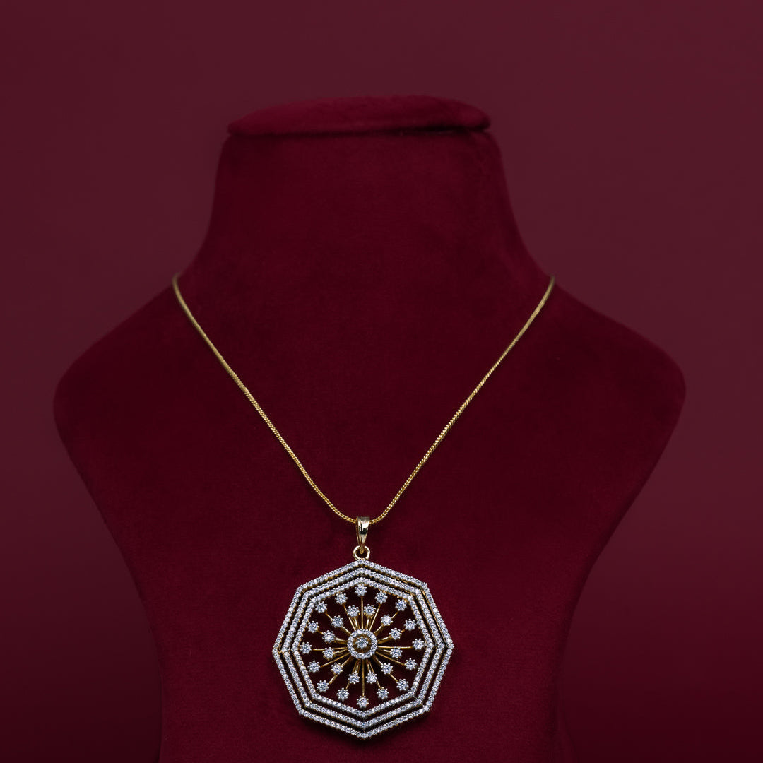 Octagonal CZ Pendant Necklace Set – PD0022