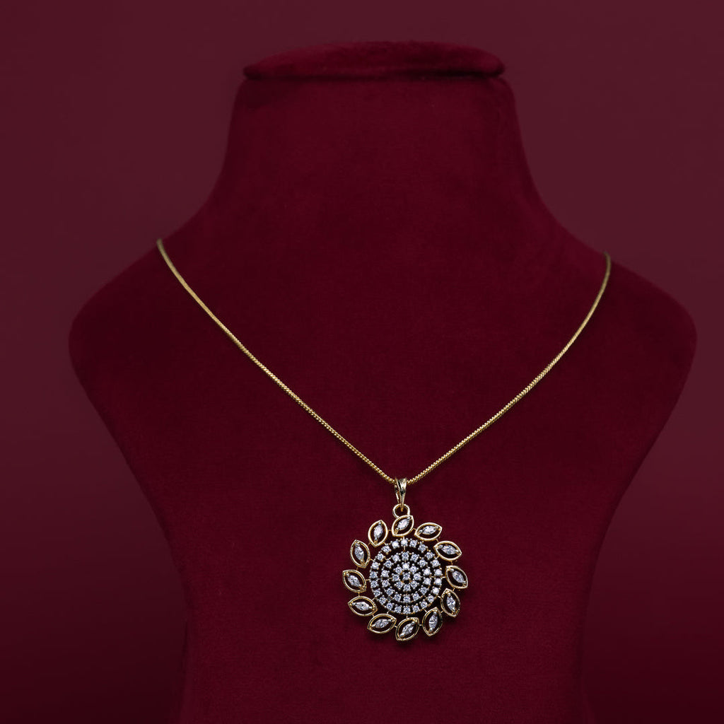 Floral Spiral CZ Pendant Necklace Set – PD0023