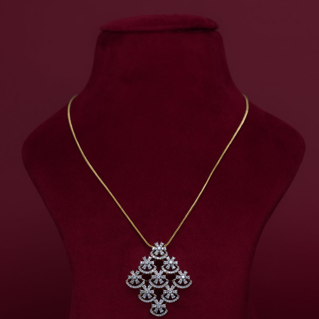 Floral Cascade CZ Pendant Necklace Set – PD0024
