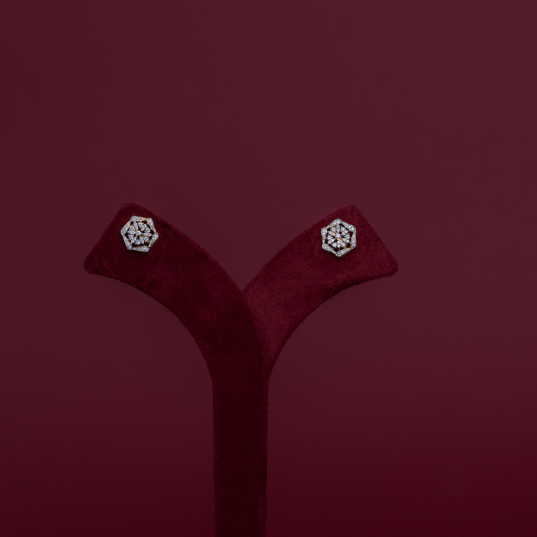 Geometric Floral CZ Pendant Necklace Set – PD0026
