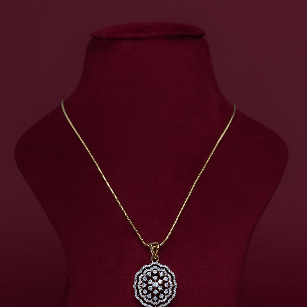 Elegant Floral CZ Pendant Necklace Set – PD0028