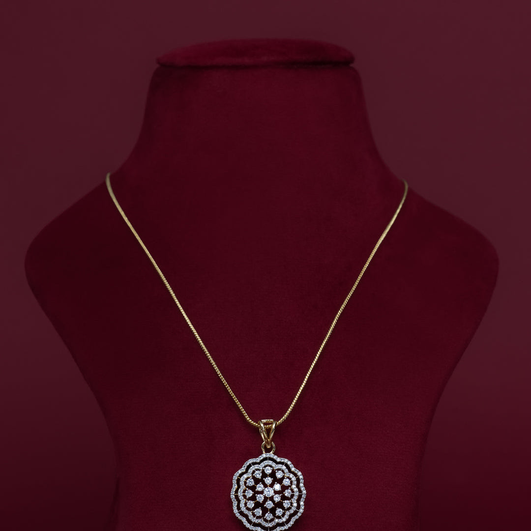 Elegant Floral CZ Pendant Necklace Set – PD0028