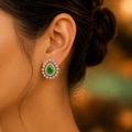 Emerald Teardrop Halo Stud Earrings – ERD0036