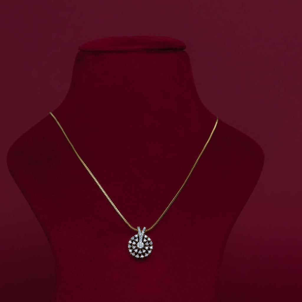 Classic Round Halo CZ Pendant Necklace Set – PD0030