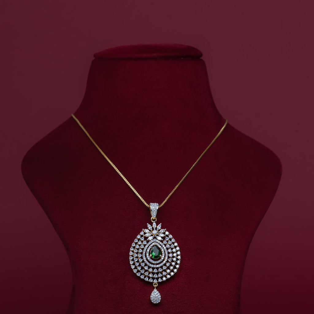 Emerald Teardrop CZ Pendant Necklace Set – PD0031