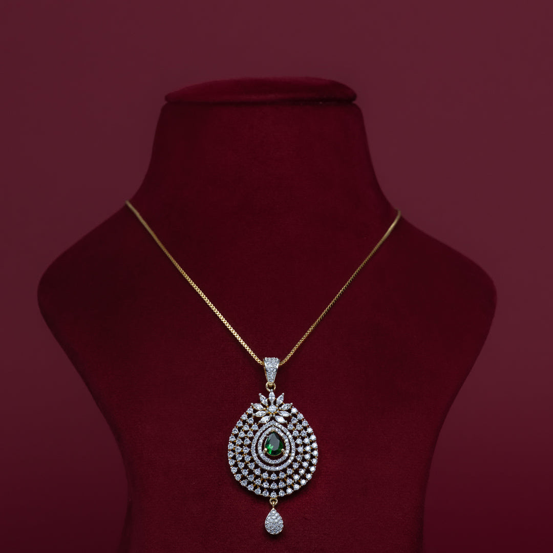 Emerald Teardrop CZ Pendant Necklace Set – PD0031