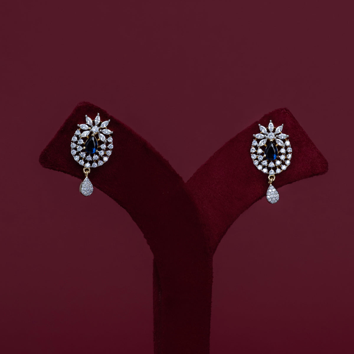 Blue Teardrop Crystal Pendant &amp; Matching Earrings – P0032