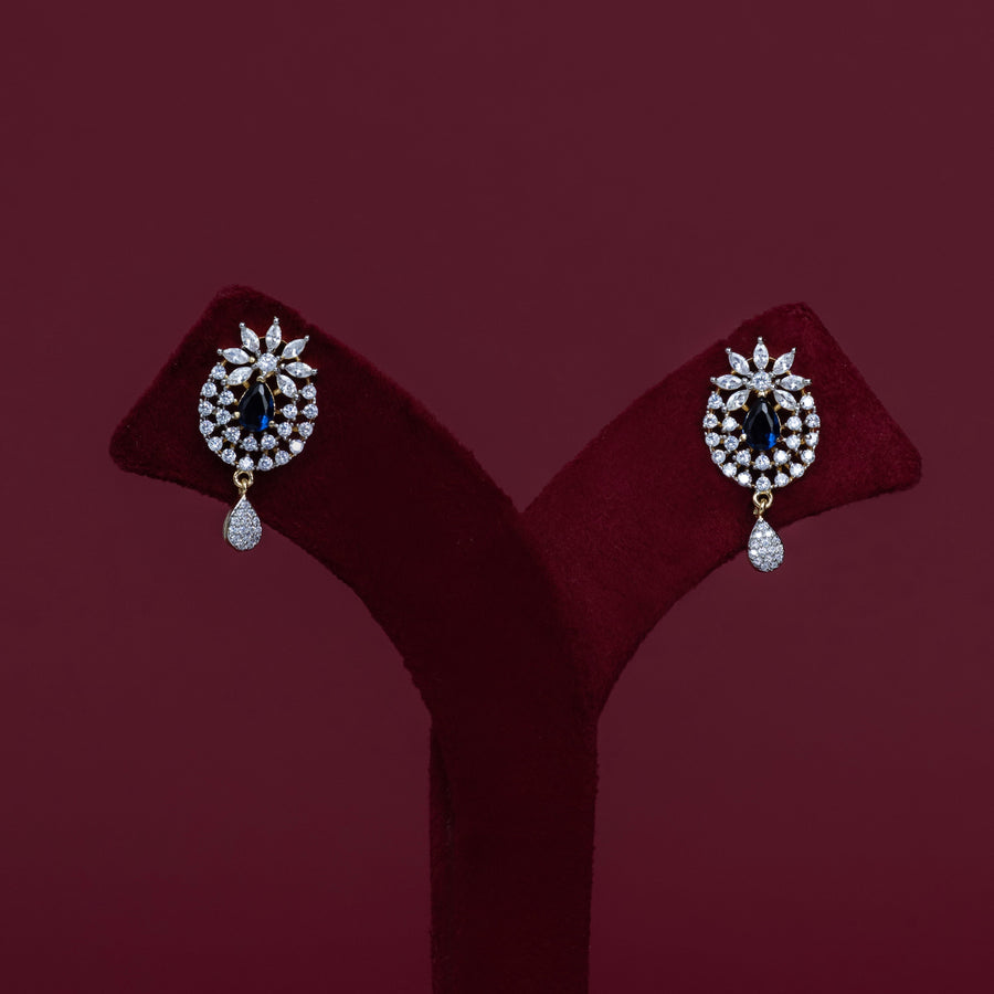 Blue Teardrop Crystal Pendant &amp; Matching Earrings – P0032