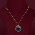 Ruby Teardrop Crystal Pendant &amp; Matching Stud Earrings – P0035