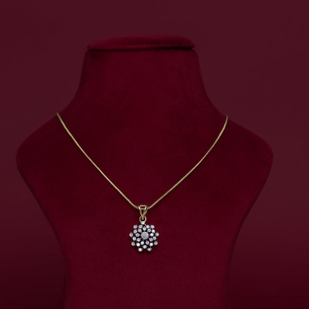 Floral Halo Cubic Zirconia Pendant Necklace Set – PD0037