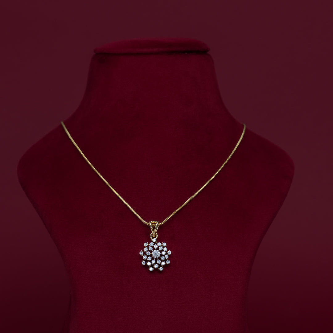 Floral Halo Cubic Zirconia Pendant Necklace Set – PD0037
