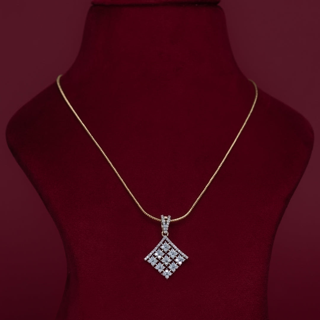 Geometric Cubic Zirconia Pendant Necklace Set – PD0040