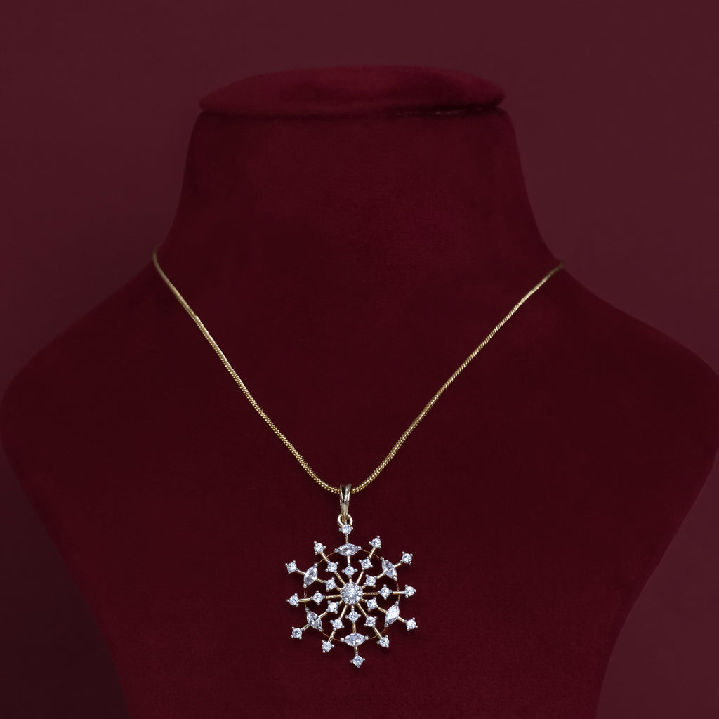 Crystal Snowflake Pendant &amp; Matching Stud Earrings – P0041