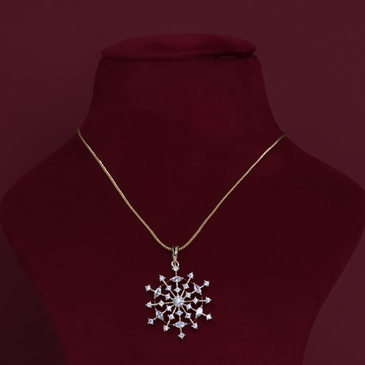 Crystal Snowflake Pendant &amp; Matching Stud Earrings – P0041