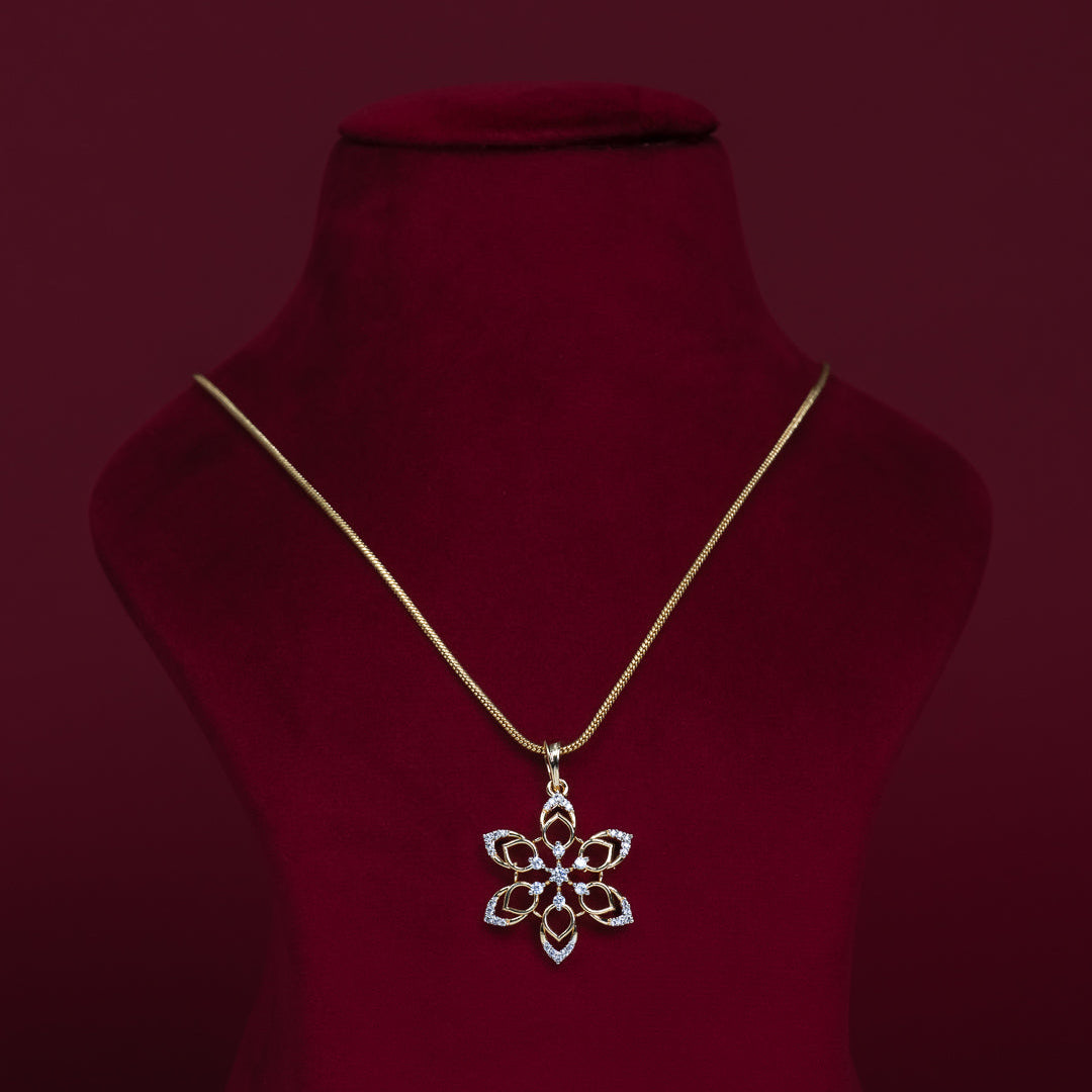 Floral CZ Pendant Necklace Set – PD0042
