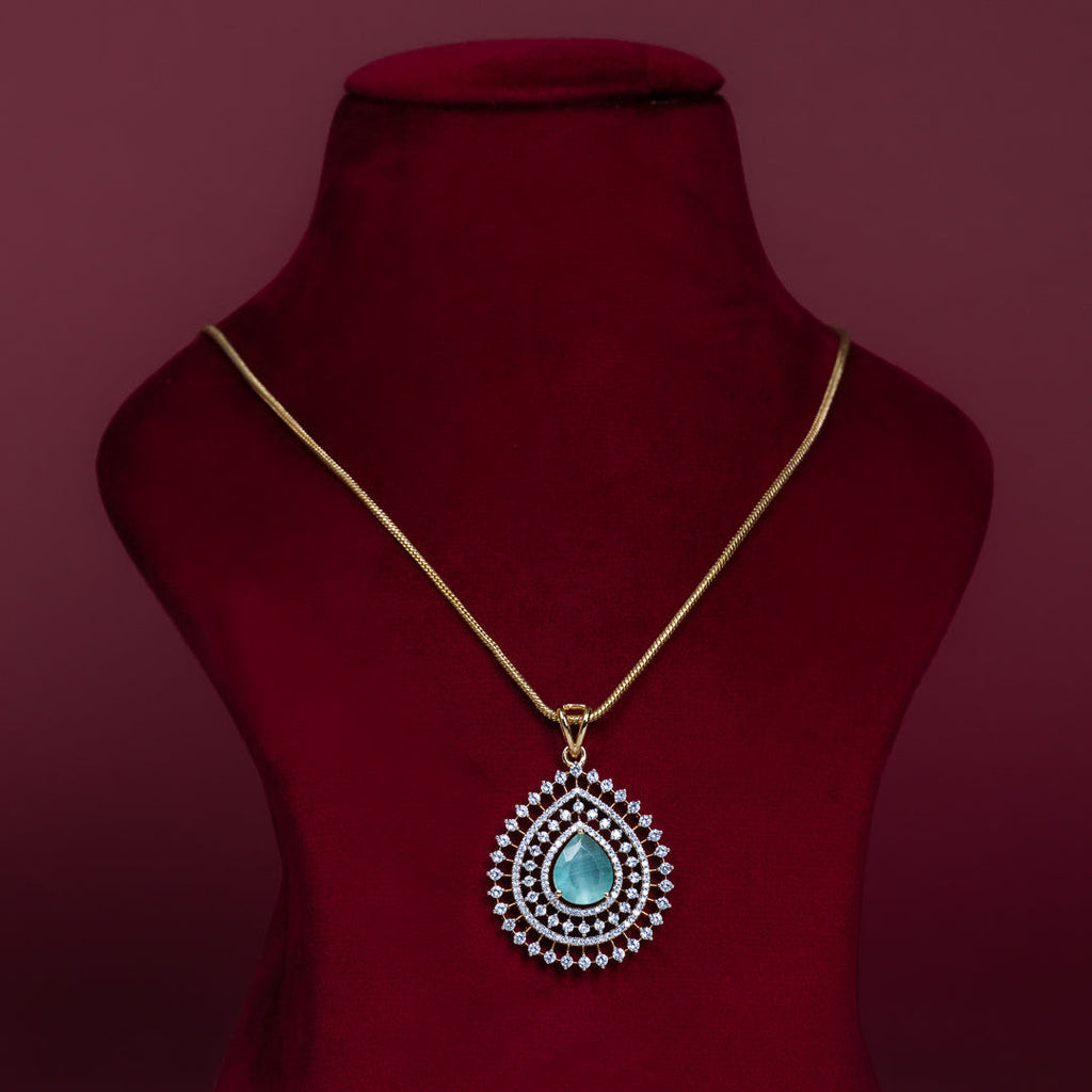 Teardrop Blue Stone Pendant Necklace Set – PD0043
