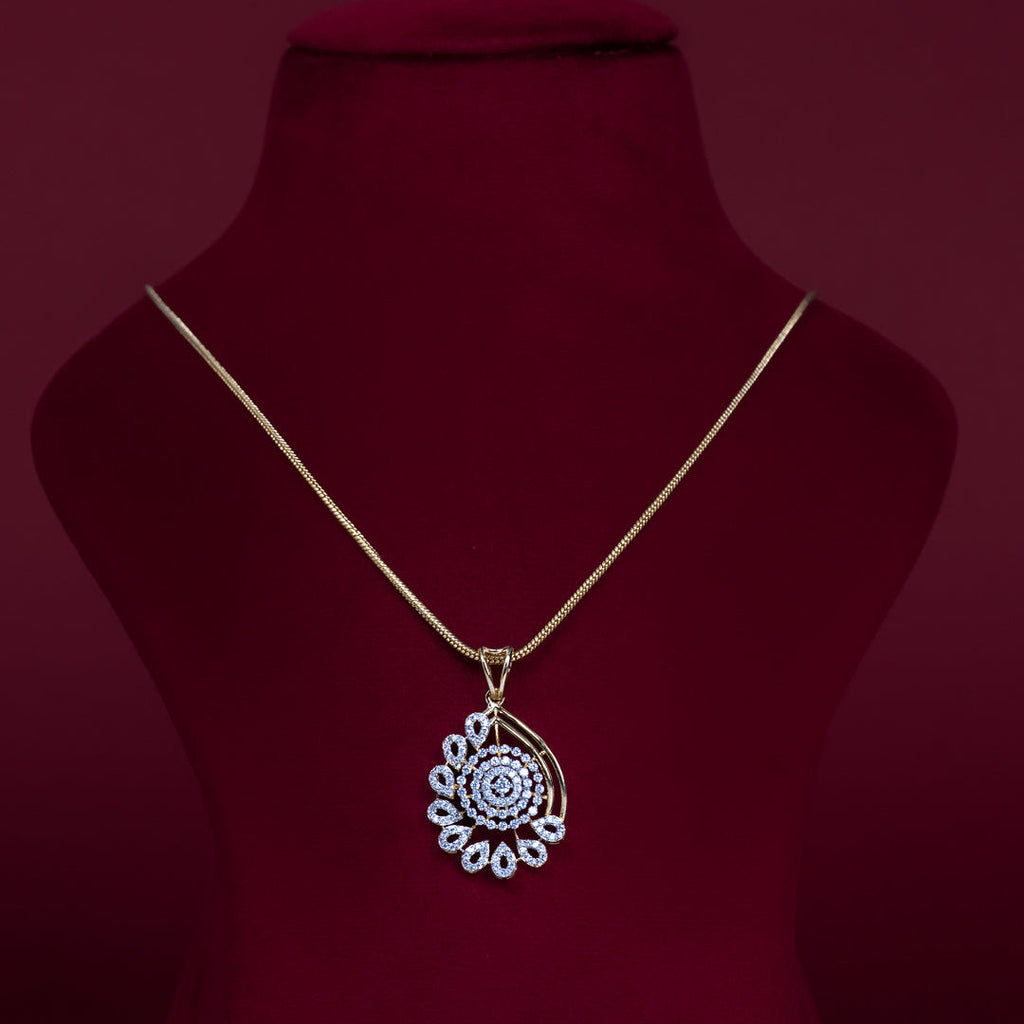 Elegant Floral CZ Pendant Necklace Set – PD0050