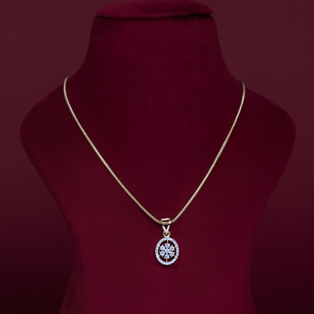 Elegant Floral CZ Pendant Necklace Set – PD0054