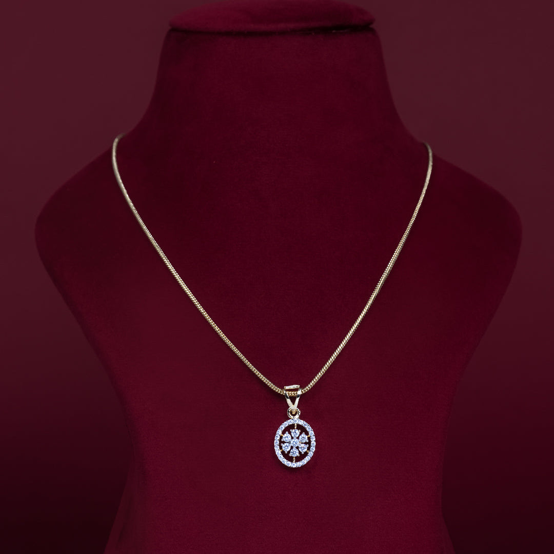 Elegant Floral CZ Pendant Necklace Set – PD0054