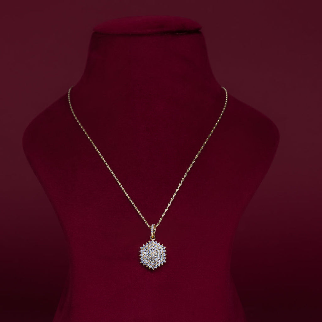 Elegant Floral CZ Pendant Necklace Set – PD0055